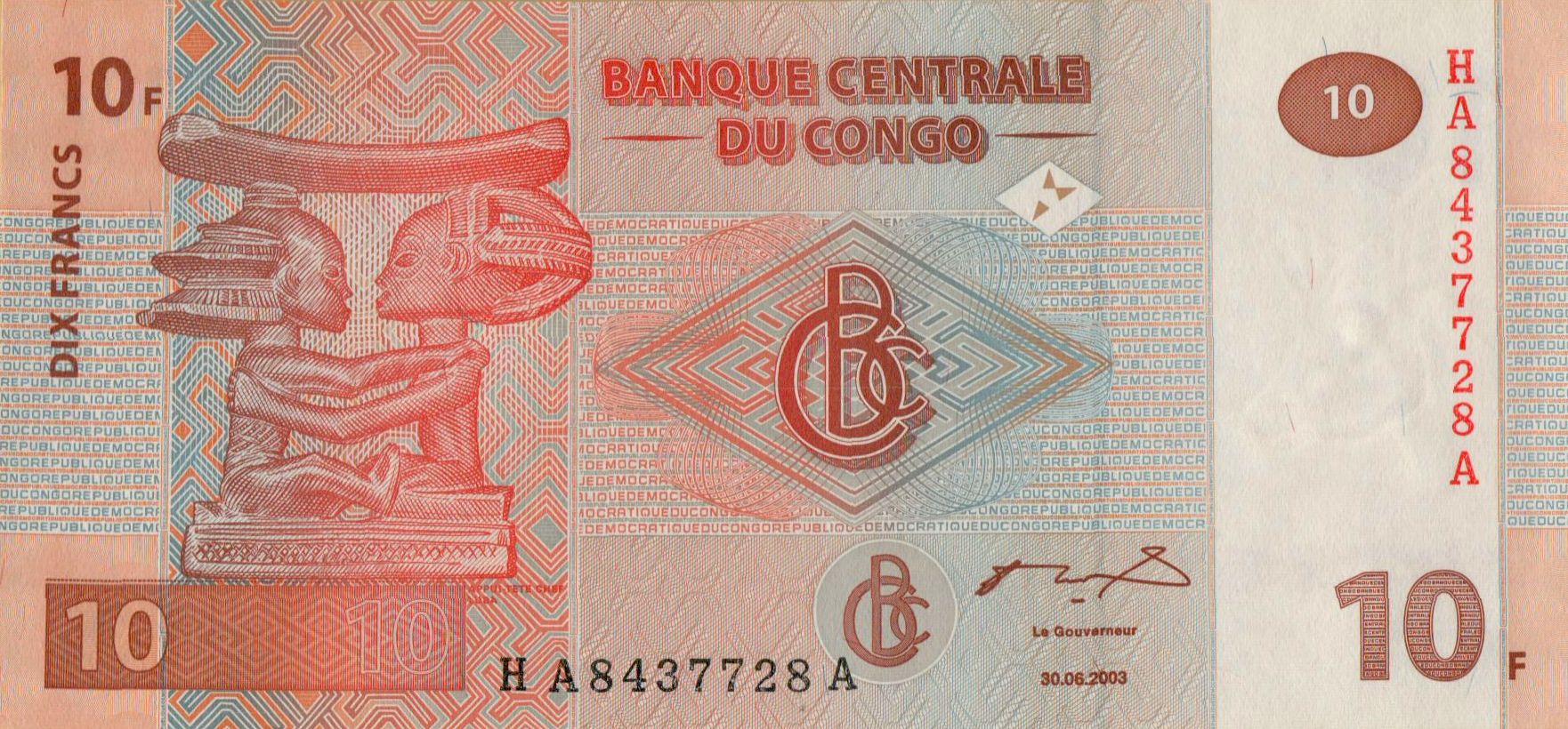 Congo 10 2003 UNC P-93A